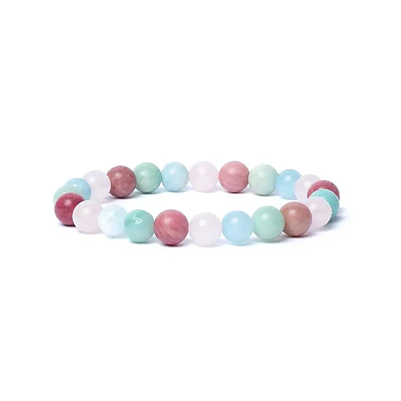 Armband - Aquamarin, Rosenquarz, Amazonit, Tulit - AA Qualität, 8mm