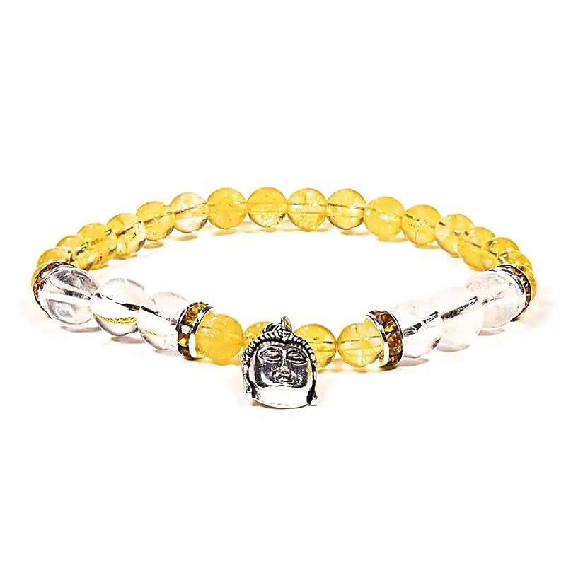 Armband - Citrin und klarer Quarz + Buddha