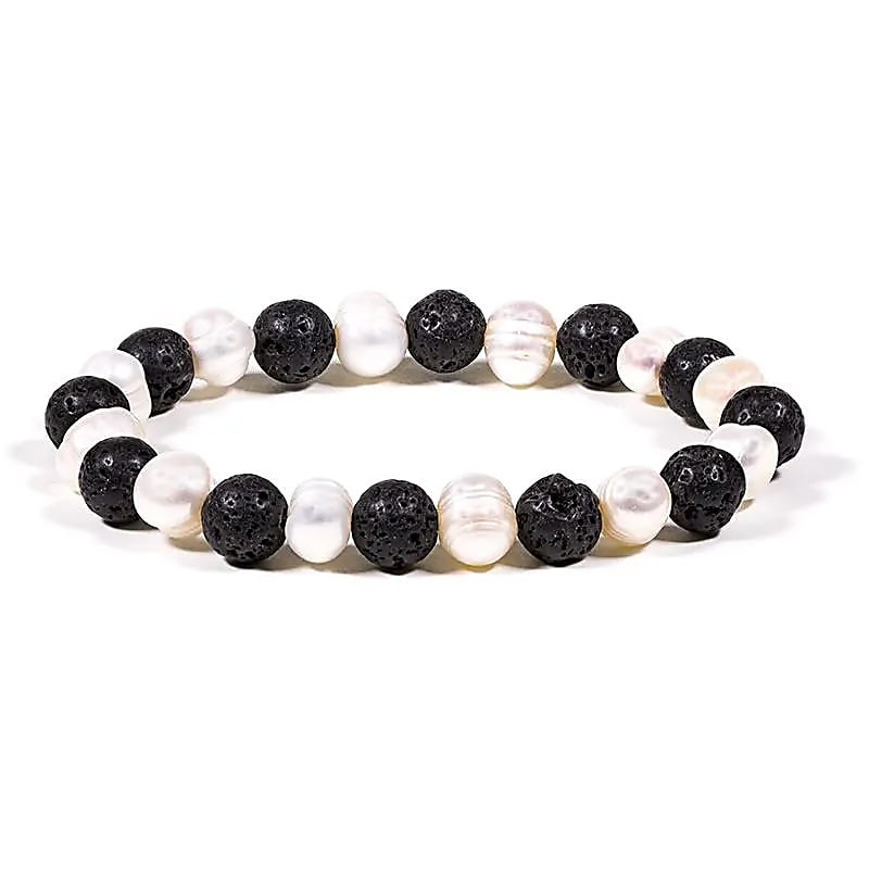 Armband - Lavastein und Perlmutt