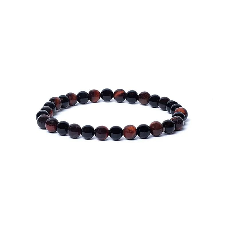 Armband - Onyx schwarz und Tigerauge rot AA Qualität, 6mm