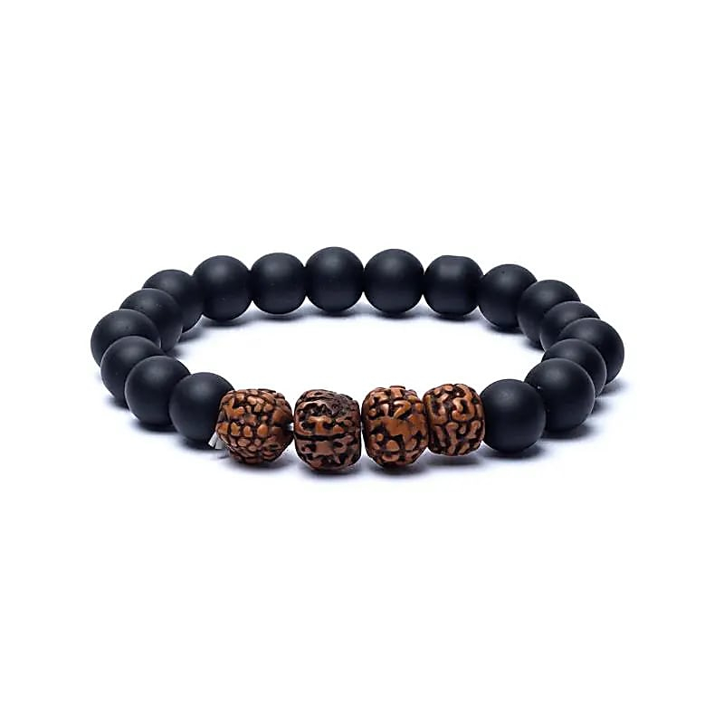 Armband - Rudraksha und Onyx schwarz, elastisch