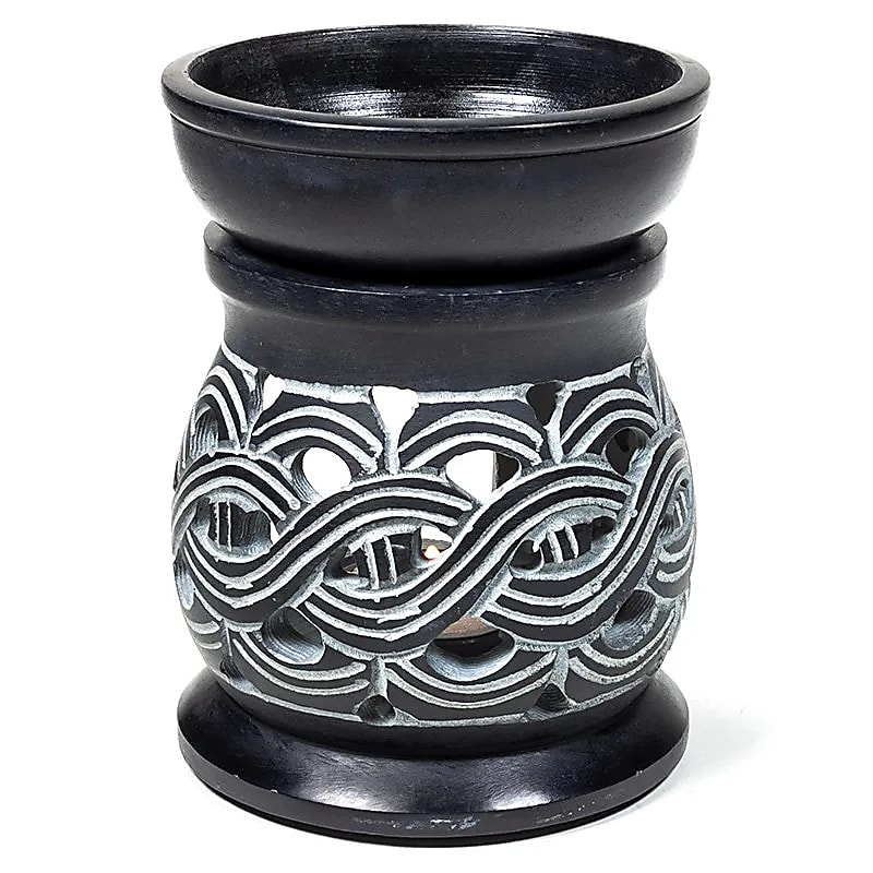 Aromalampe aus Speckstein Celtic Knot (keltischer Knoten) - schwarz, 12 cm