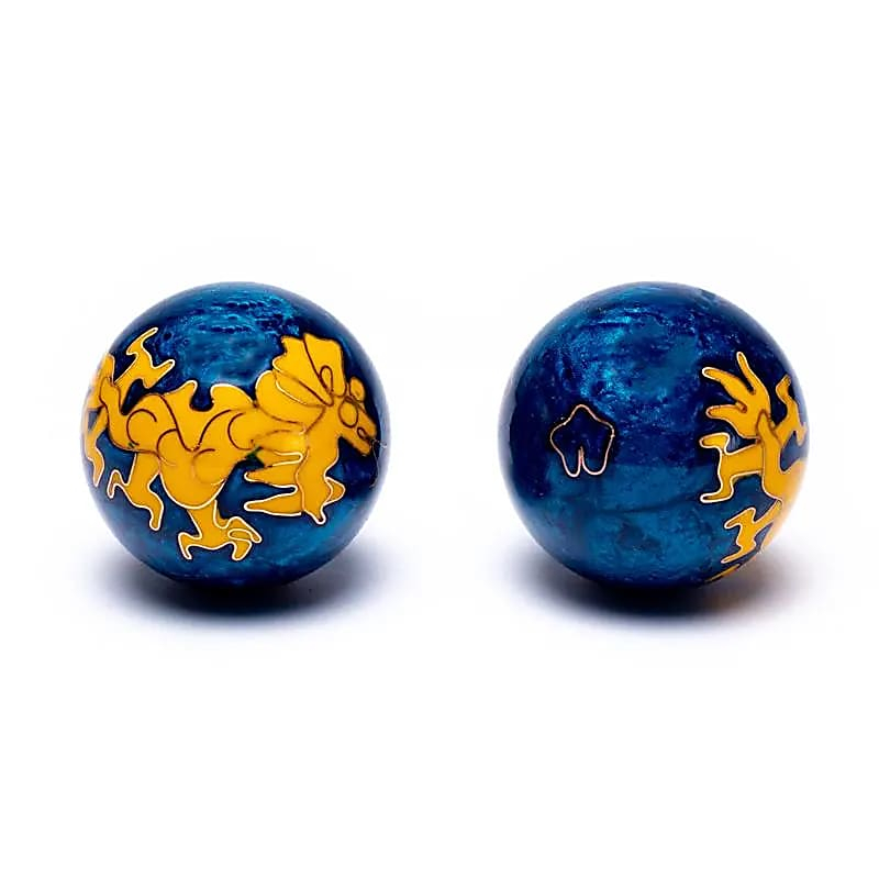 Baoding Bälle - Chinesische Meditationskugeln Drache Taumelblau - 4cm