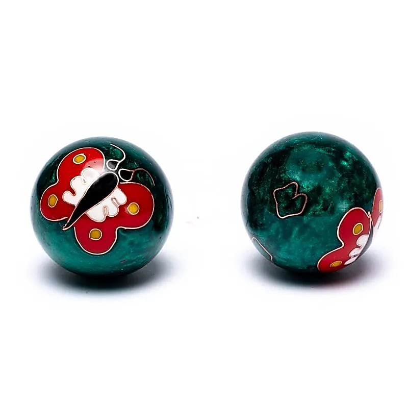 Baoding Bälle - Chinesische Meditationskugeln Schmetterling Grün - 3,5cm