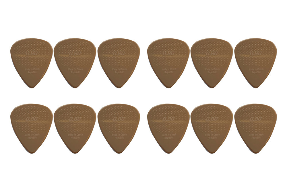 D-Grip Plektrum White Coffee 0,8 mm Set 12 Stück Nylon Janicek