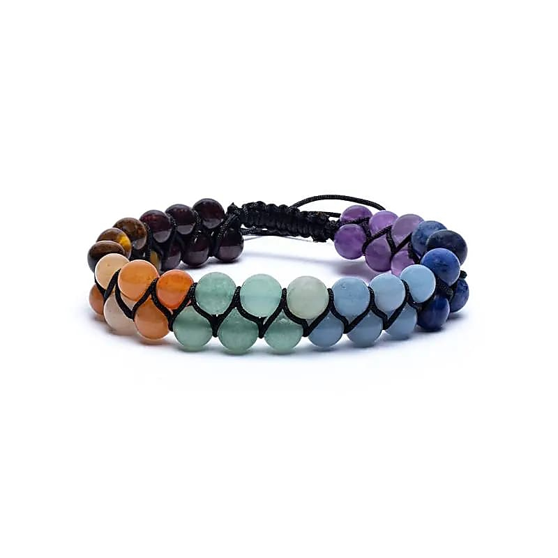 Doppelreihiges, verstellbares Chakra-Armband