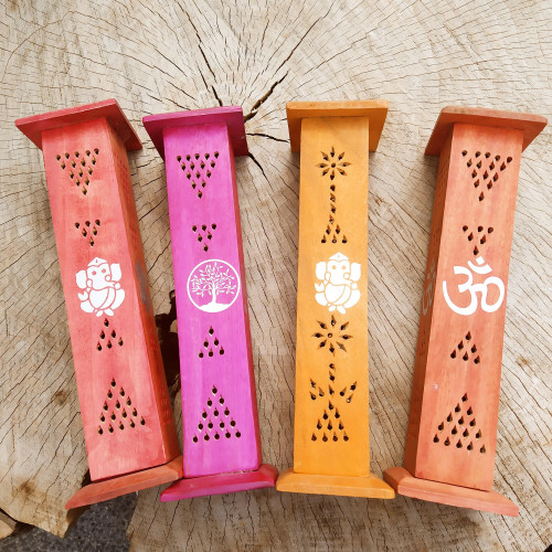 Halter für 4x Duftstäbchen und Kegel hoher Holz