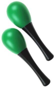 Maracas aus grünem Kunststoff, 2 Stück