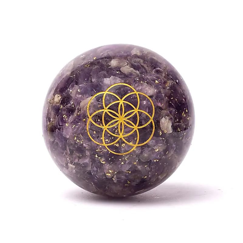 Orgonit-Kugel – Amethyst Symbol der Entstehung des Lebens