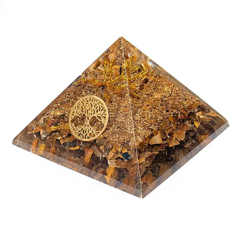 Pyramide aus Tigerauge – Baum des Lebens