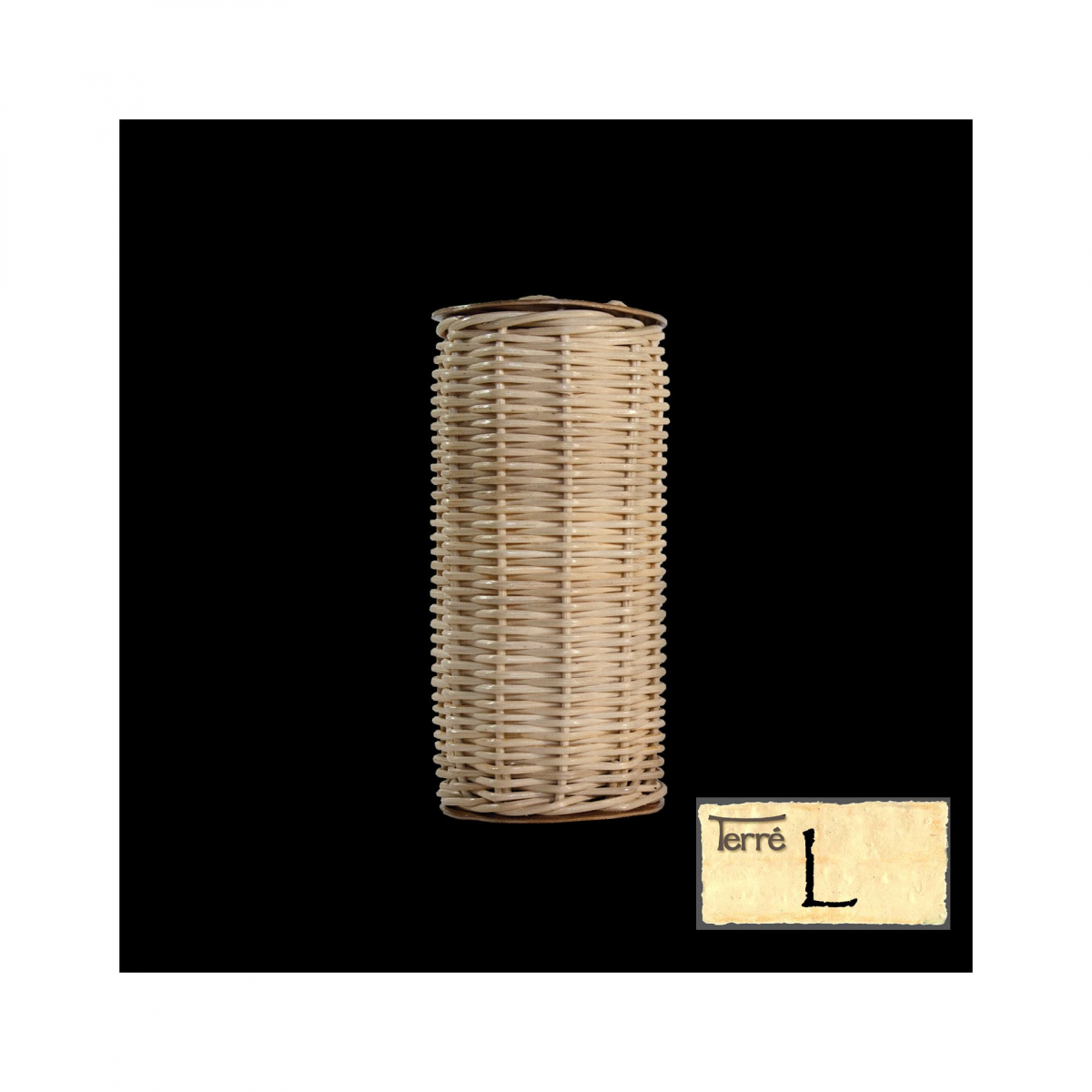 Zylindrischer Rattan-Shaker mit Kalebassen-Deckel, Größe L
