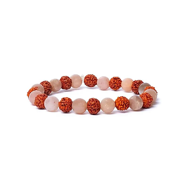 Rudraksha Armband und Pfirsich Mondstein AA Qualität